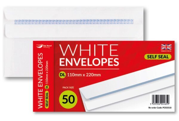 Numai Essentials White DL Envelopes Self-Seal (500-Pack)