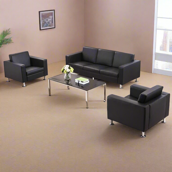 Reception Sofa — 2-Seater Faux Leather