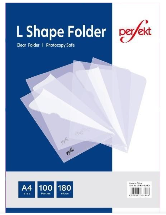 LSHAPE Folder PERFEKT A4 180MIC 100/PKT