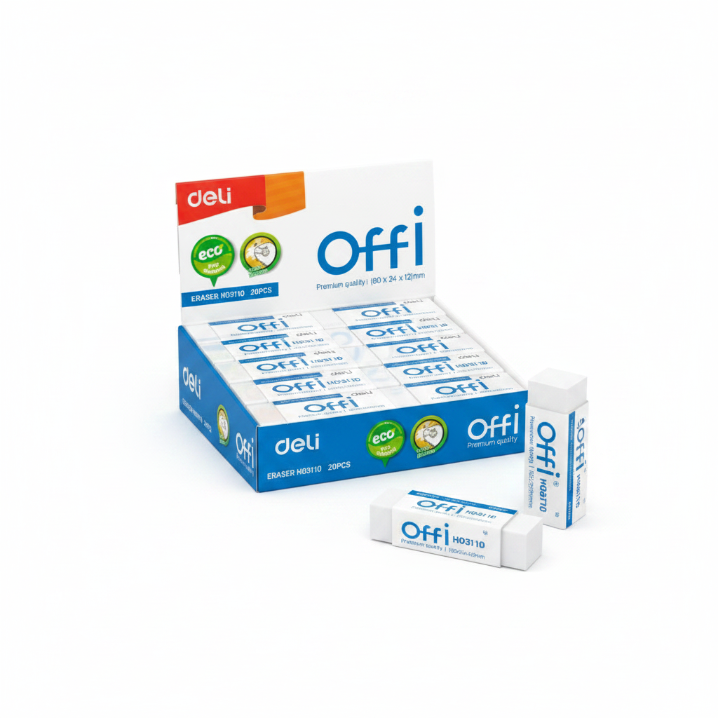 Deli EH03110 Offi Eraser 20 pcs, 60×24×12mm White