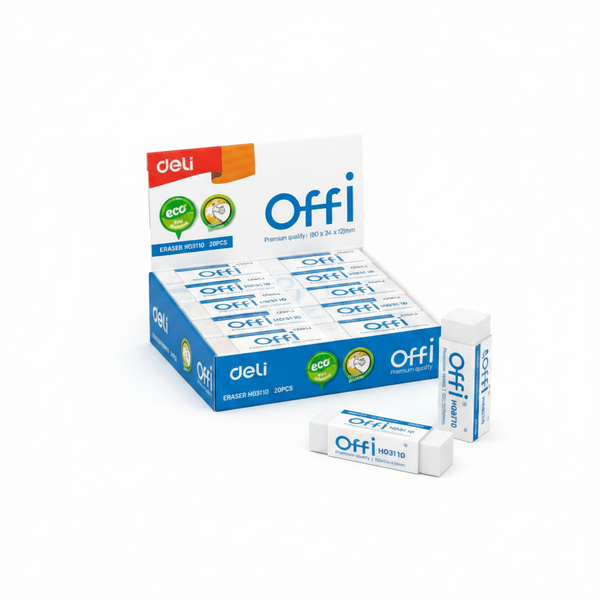 Deli EH03110 Offi Eraser 20 pcs, 60×24×12mm White