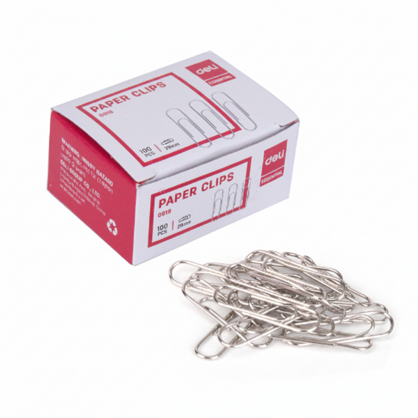 Deli E0018 Paper Clips - 29mm, Silver 100PCS/PKT