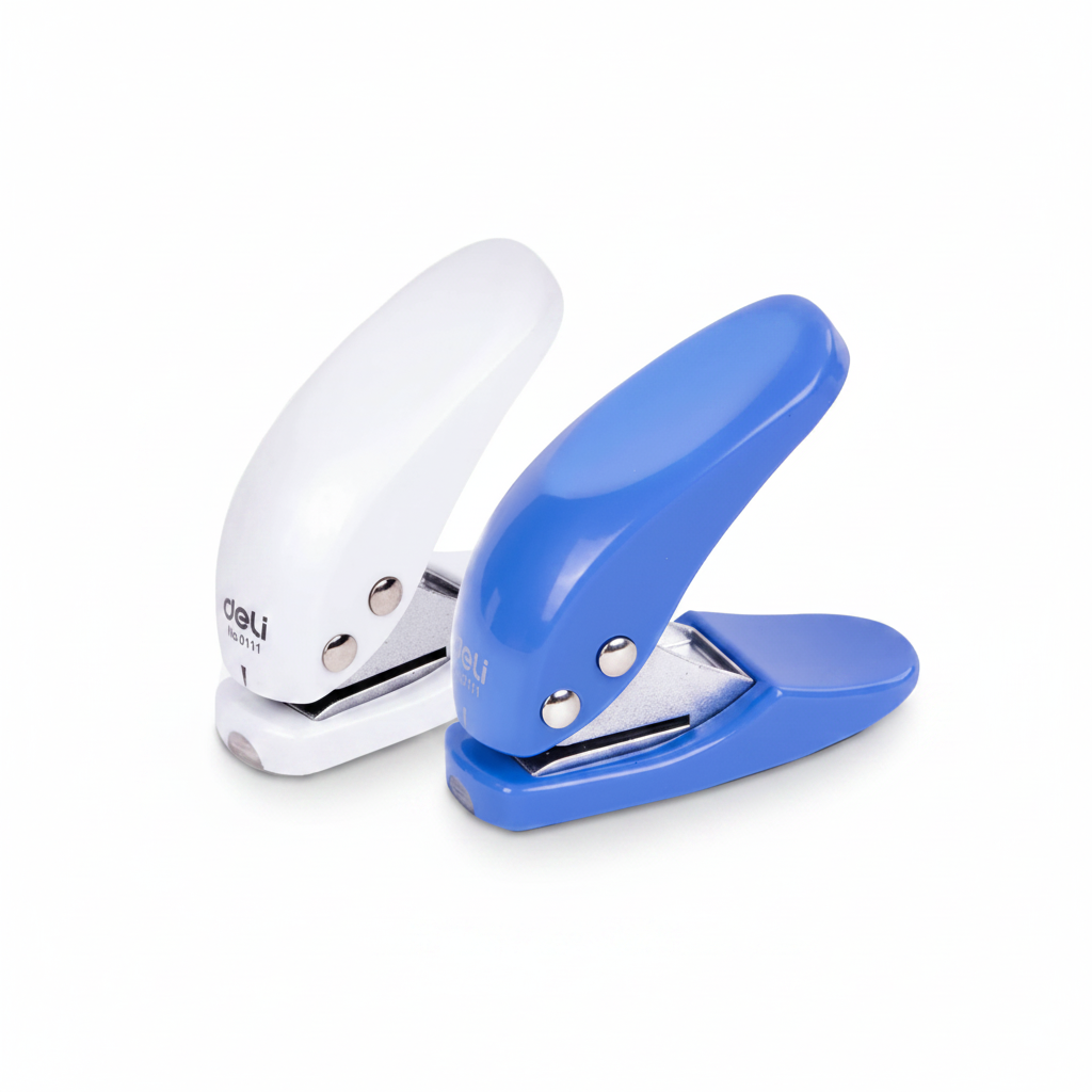 deli Single Hole Puncher E0111, 10 Sheets Capacity, Assorted Colors
