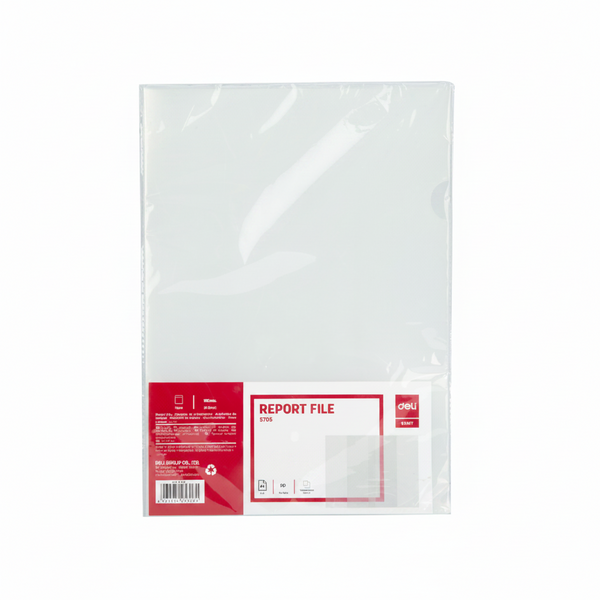 E5706 Deli Clear L Folder(1X10) A4 Report File, PP Transparent Cover Document Holder