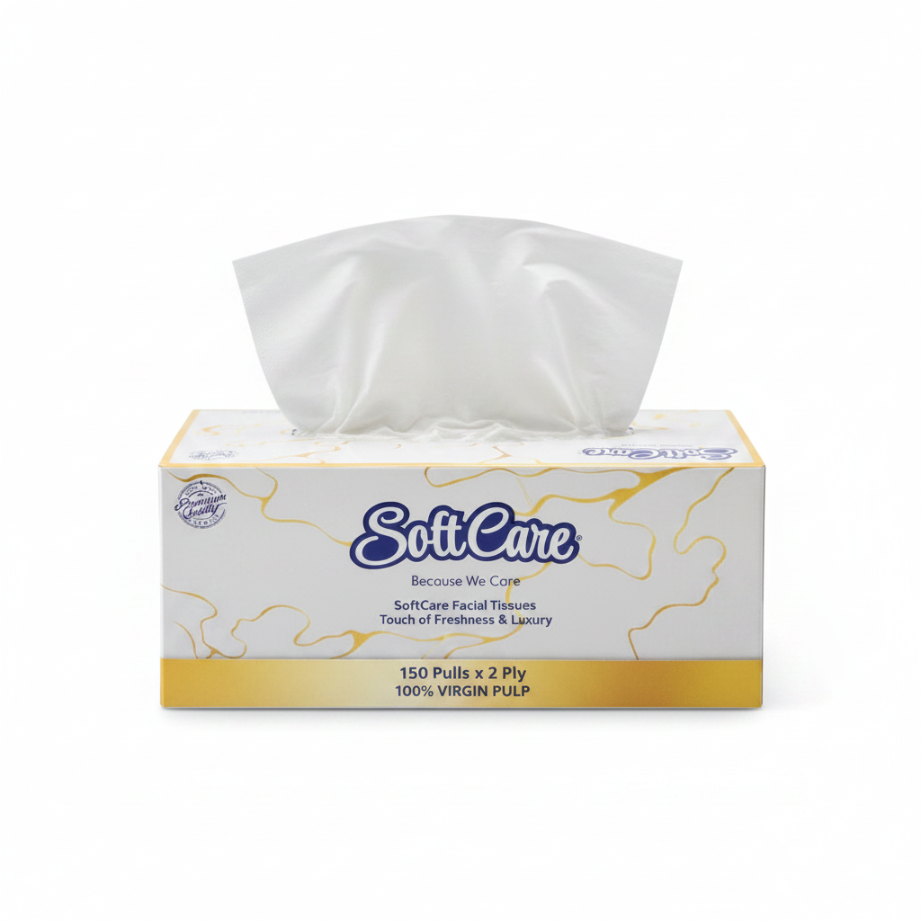 FACIAL TISSUE SOFT CARE 150 SHEETS 2 PLY