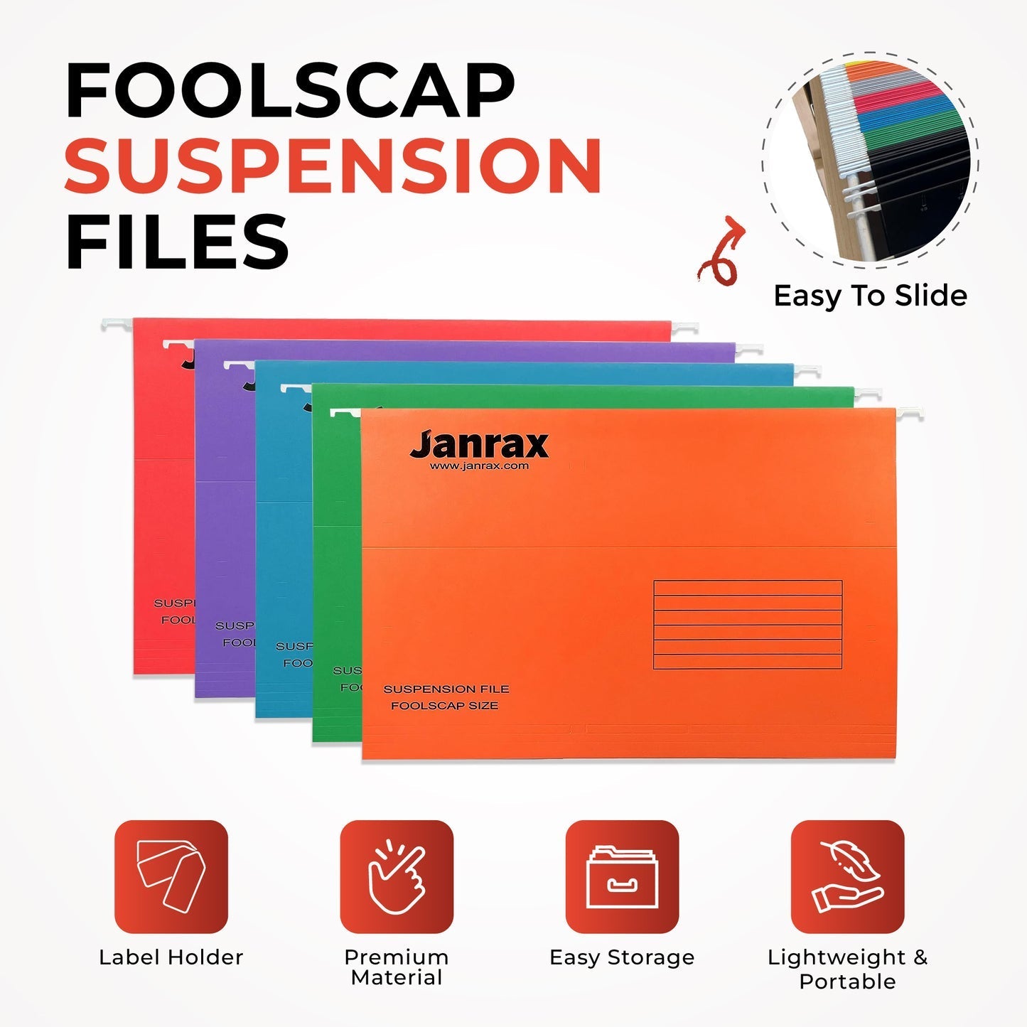 Elba Foolscap Suspension Files (50-Pack)